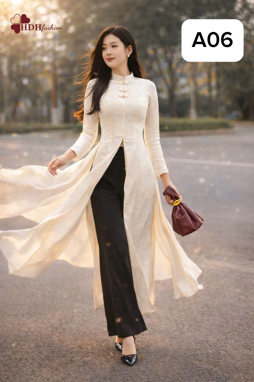 Áo dài  chữ thọ 8 tà - A06